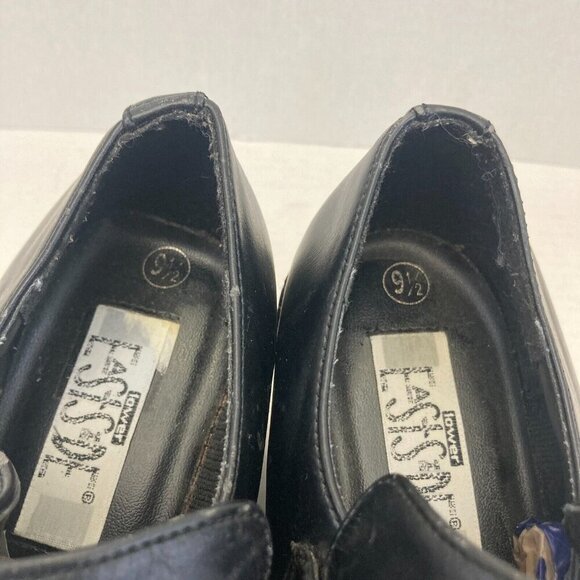 Vintage Chunky Heels Buckle Shoes Loafers Womens 9.5 Goth Punk Grunge Black - Picture 11 of 16